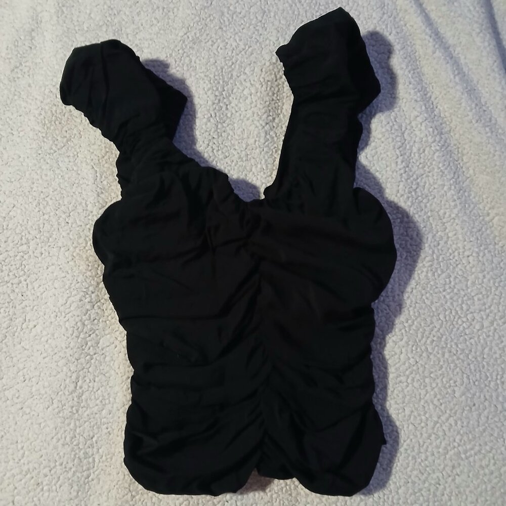 GAP Women's Black Ruched Top SZ XXS